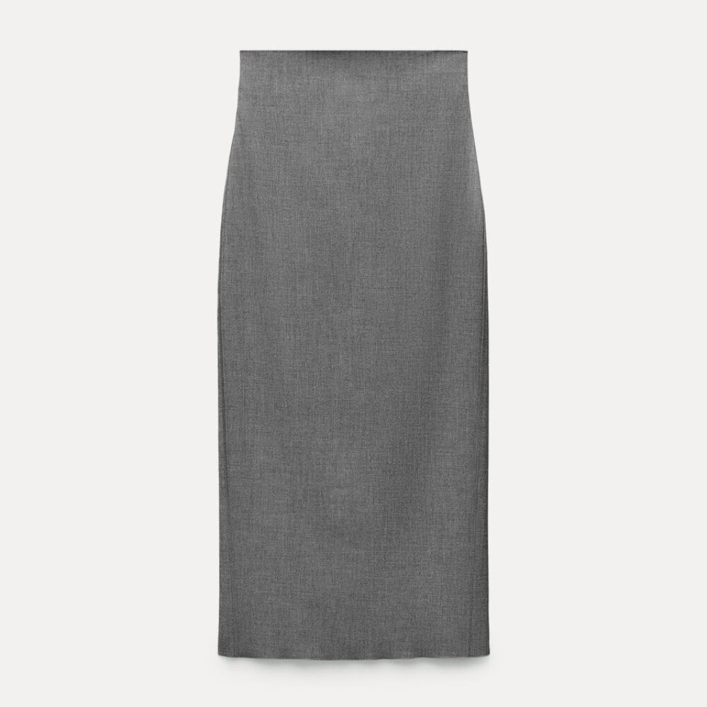 NWT Zara Heathered Grey Maxi Pencil Skirt (Body Con)